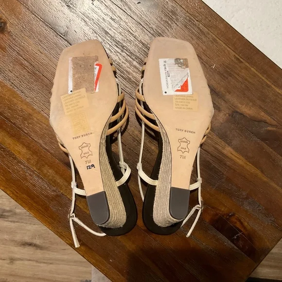 Tory Burch Multi-Strap Esppadrille Wedge Sandals Cantucci-Light Cream Size 7 - Picture 8 of 9